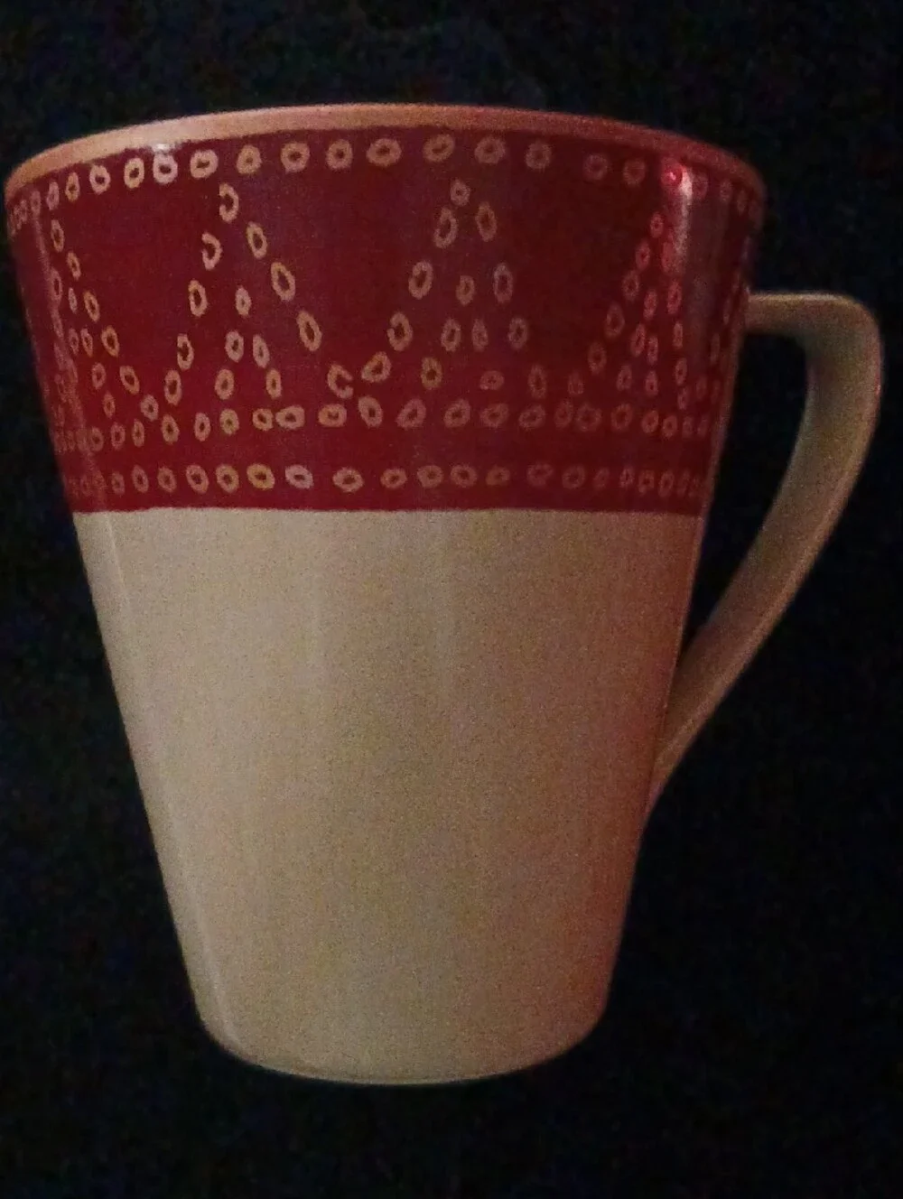 Pier 1 Red and Cream Ceramic Accent Mug
